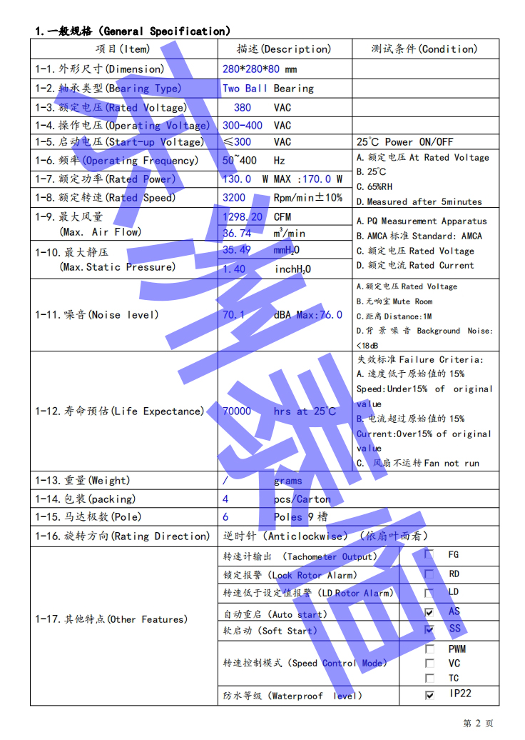 28080充電樁散熱風扇220v380v48v